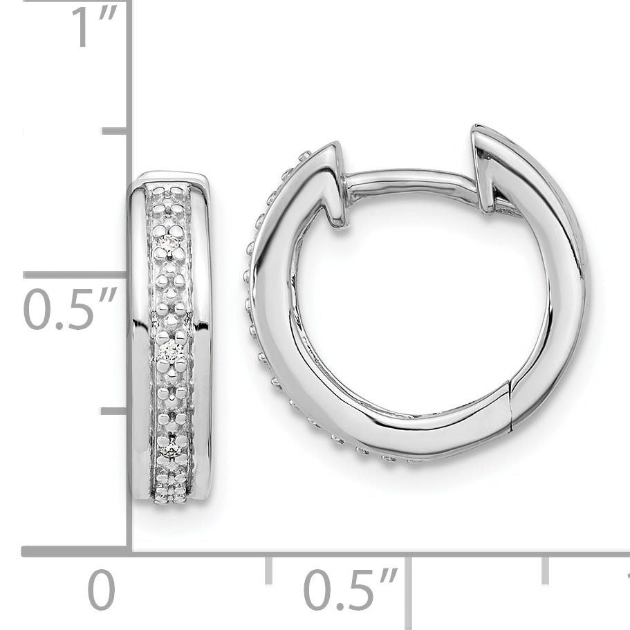 10K White Gold Diamond Complete Hinged Hoop Earrings