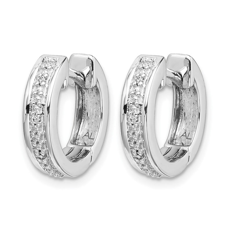 14k White Gold Real Diamond Complete Hinged Hoop Earrings