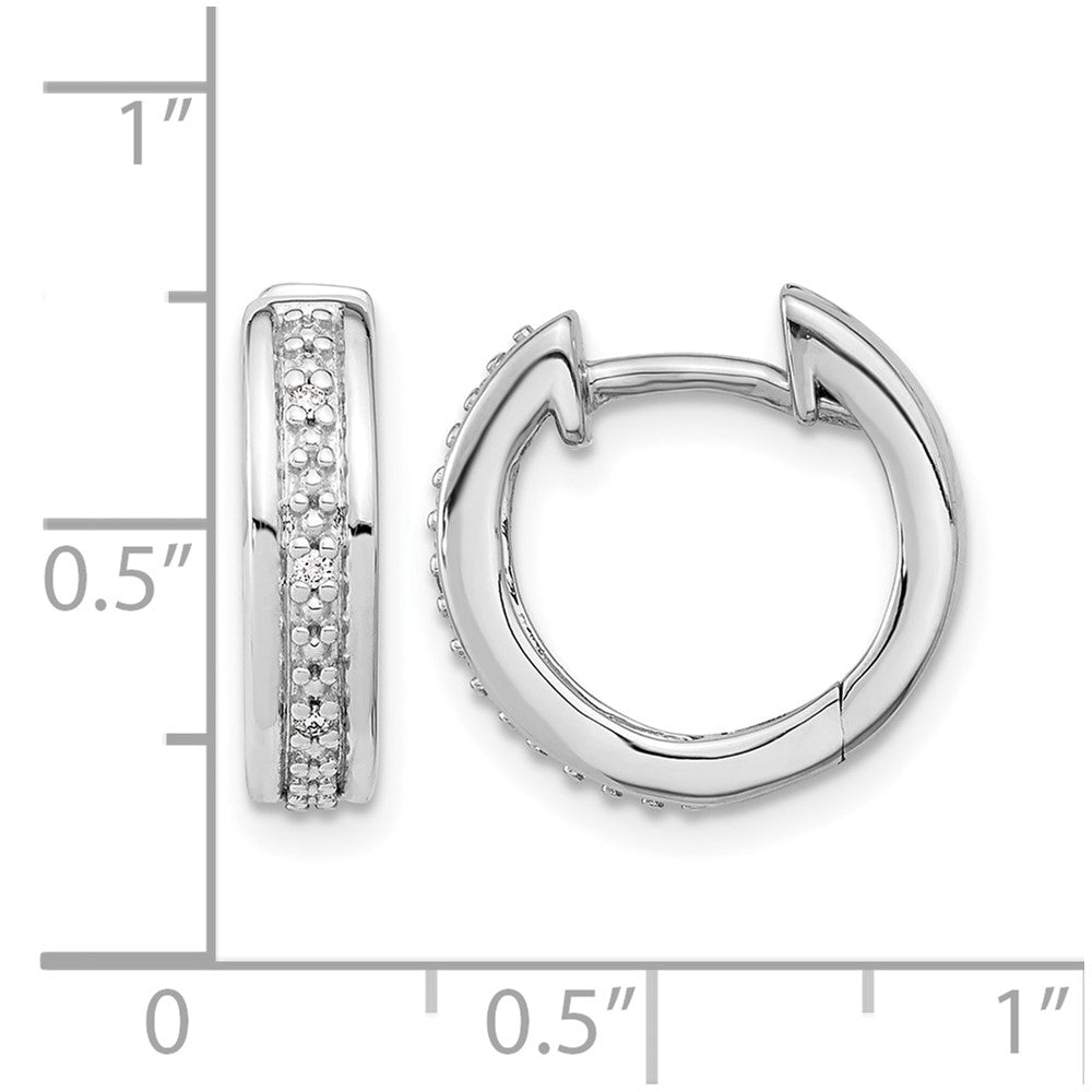 14k White Gold Real Diamond Complete Hinged Hoop Earrings