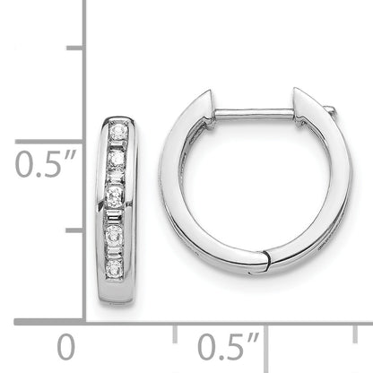 14K White Gold Round/Baguette Diamond Hinged Hoop Earrings