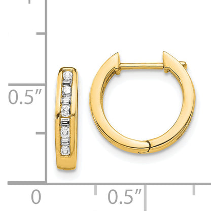 14K Yellow Gold Round/Baguette Diamond Hinged Hoop Earrings
