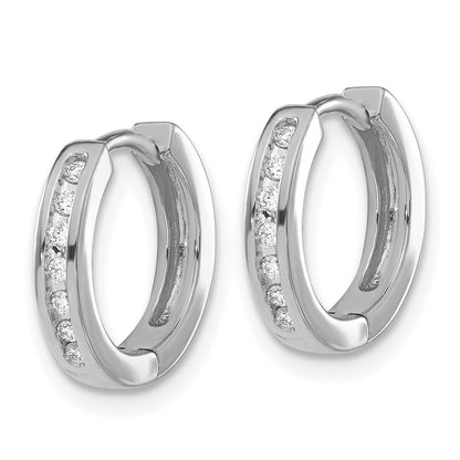 10K White Gold Diamond Hinged Hoop Earrings