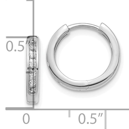10K White Gold Diamond Hinged Hoop Earrings