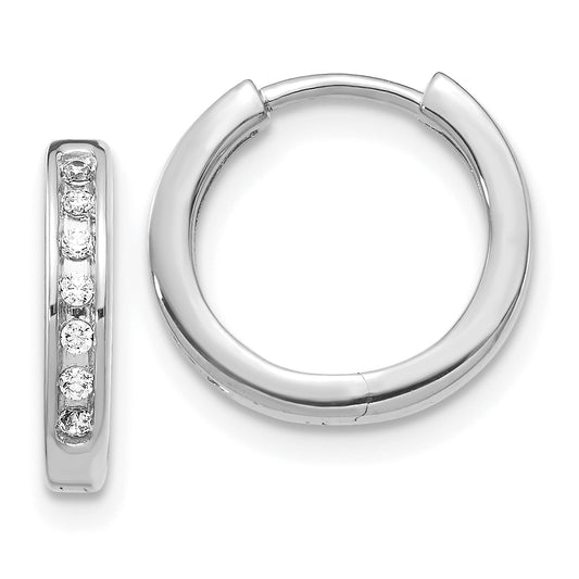 10K White Gold Diamond Hinged Hoop Earrings