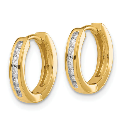 10K Yellow Gold Diamond Hinged Hoop Earrings