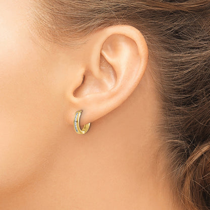 10K Yellow Gold Diamond Hinged Hoop Earrings