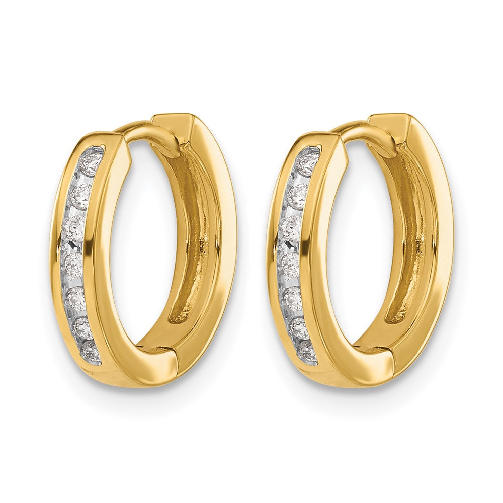 14k Yellow Gold Real Diamond Hinged Hoop Earrings
