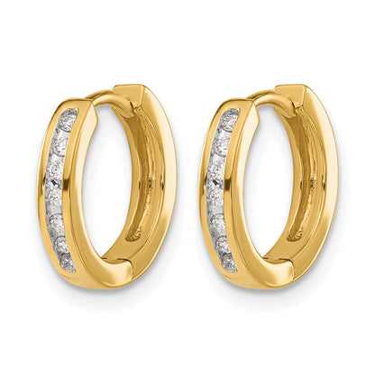 14k Yellow Gold Real Diamond Hinged Hoop Earrings