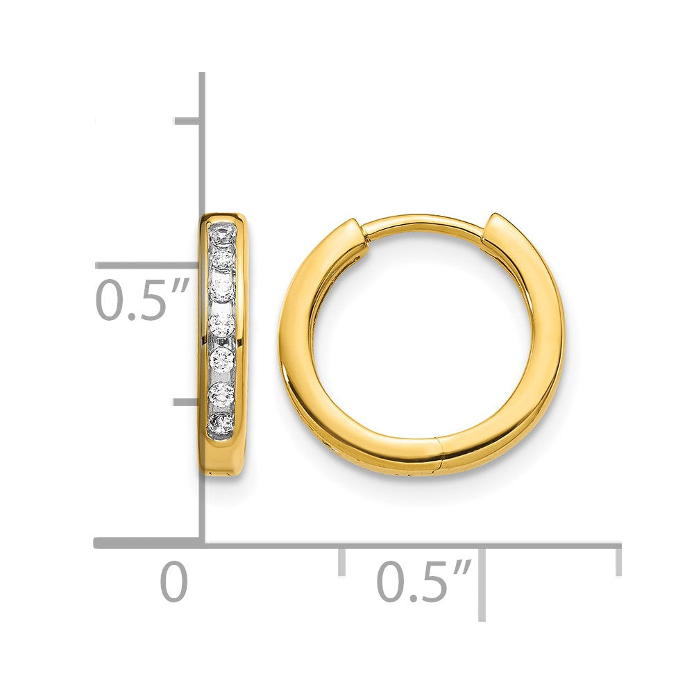 14k Yellow Gold Real Diamond Hinged Hoop Earrings