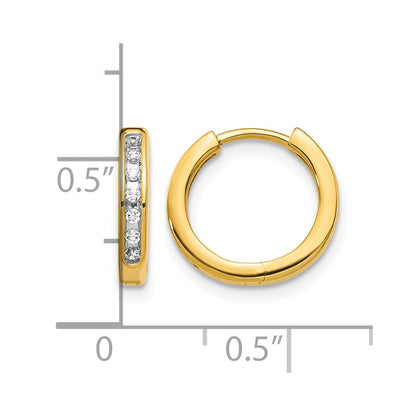 14k Yellow Gold Real Diamond Hinged Hoop Earrings