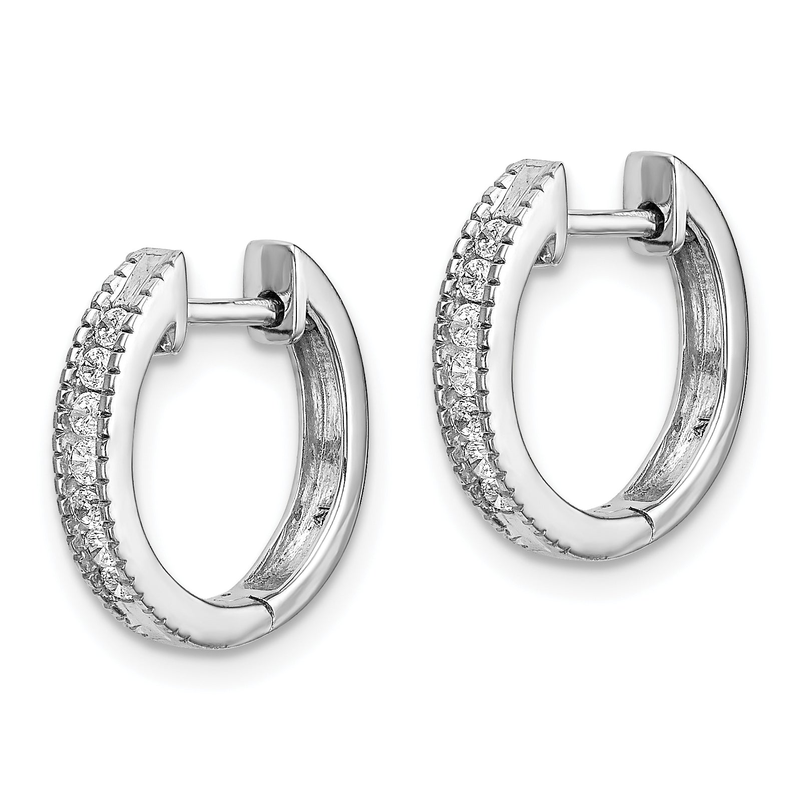 10K White Gold Diamond Hinged Hoop Earrings
