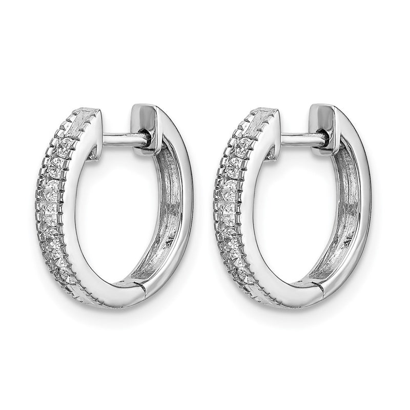 10K White Gold Diamond Hinged Hoop Earrings