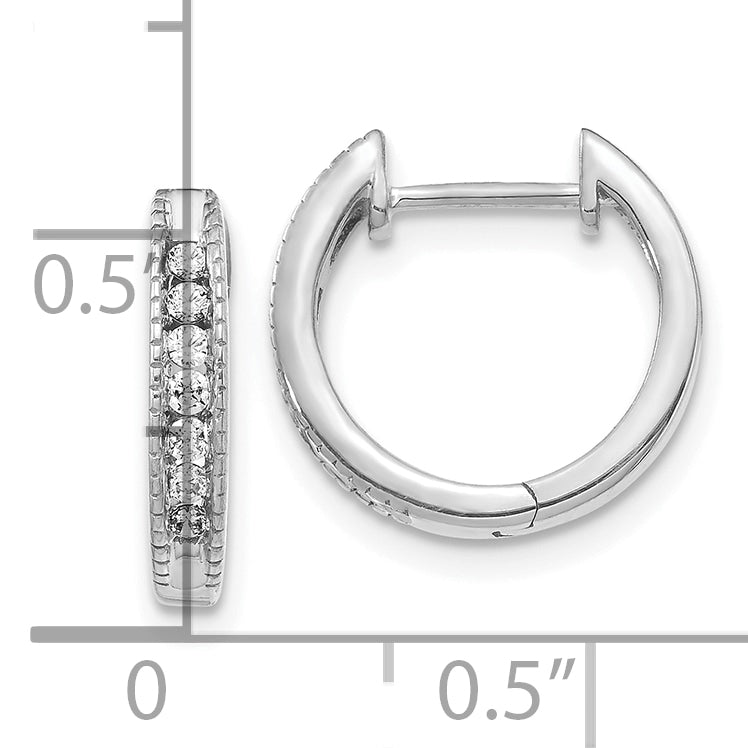 10K White Gold Diamond Hinged Hoop Earrings
