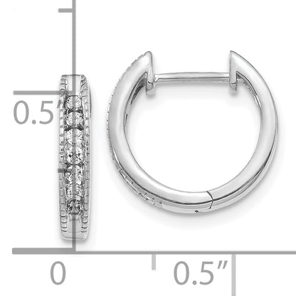 10K White Gold Diamond Hinged Hoop Earrings