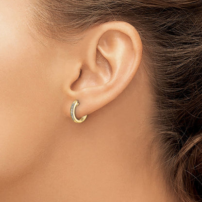 10K Yellow Gold Diamond Hinged Hoop Earrings