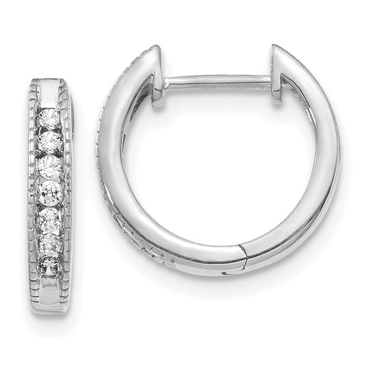 14k White Gold 1/5 Ct. Lab Grown Diamond VS/SI+ G+ Hinged Hoop Earrings
