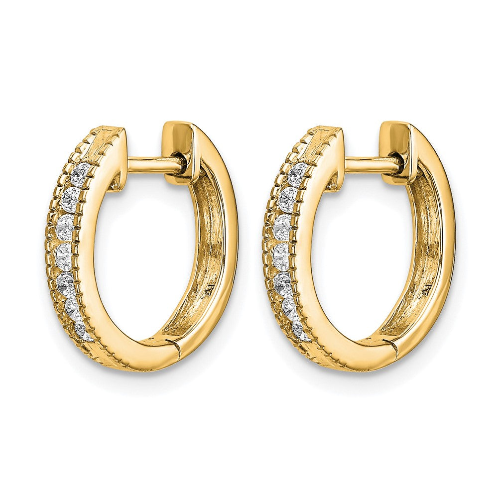 14k Yellow Gold Real Diamond Hinged Hoop Earrings