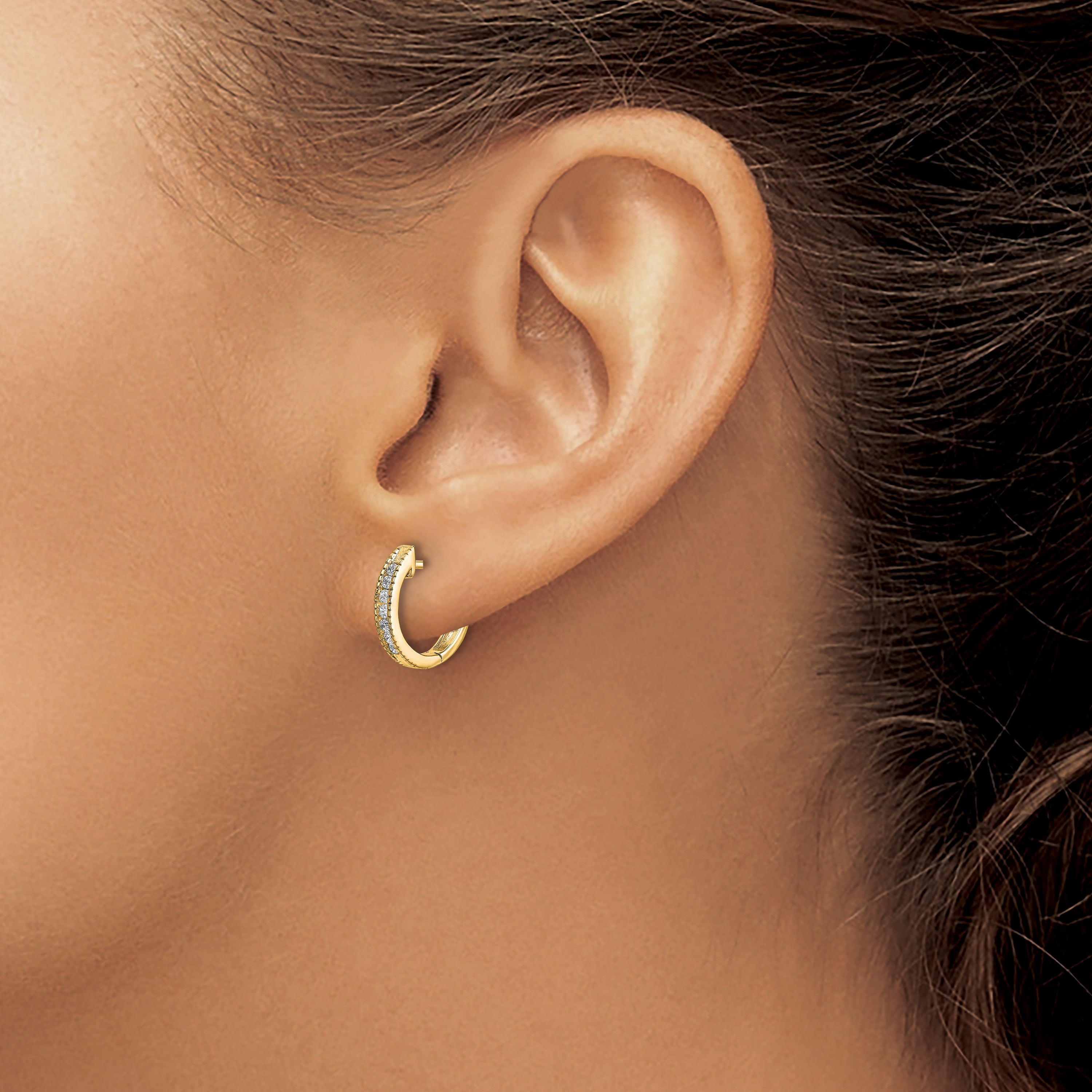 14k Yellow Gold 1/5 Ct. Lab Grown Diamond VS/SI+ G+ Hinged Hoop Earrings