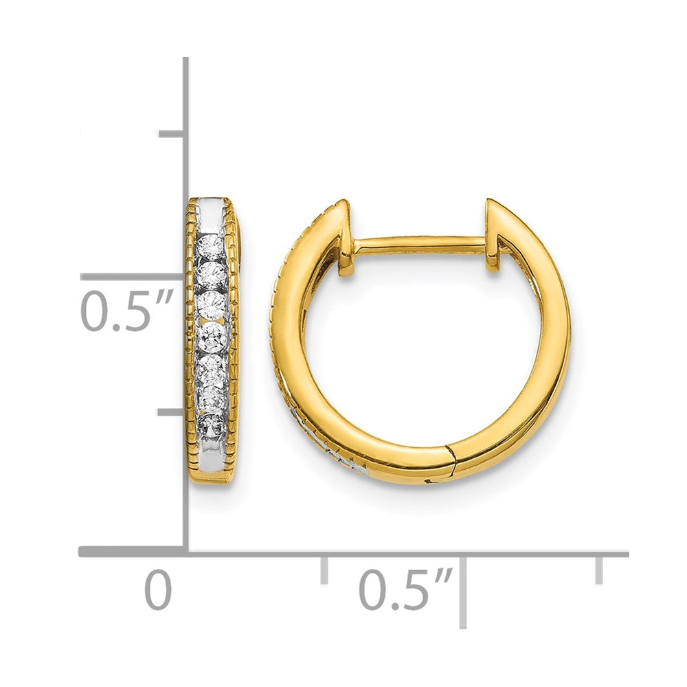 14k Yellow Gold Real Diamond Hinged Hoop Earrings