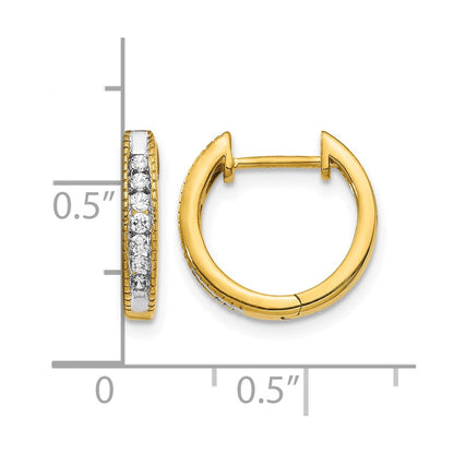 14k Yellow Gold Real Diamond Hinged Hoop Earrings