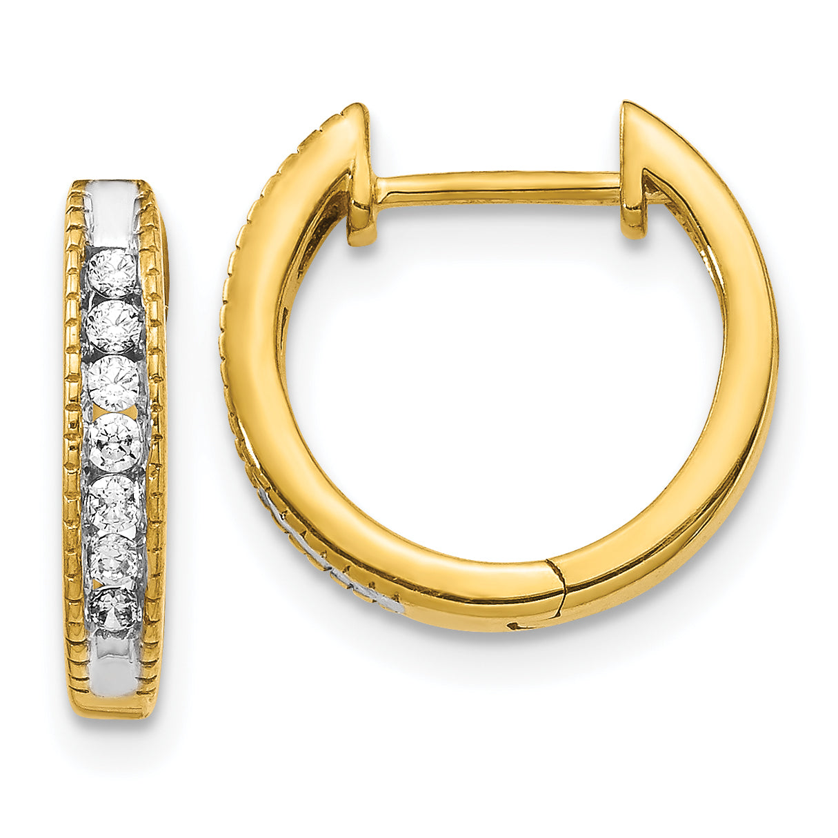 14k Yellow Gold 1/5 Ct. Lab Grown Diamond VS/SI+ G+ Hinged Hoop Earrings
