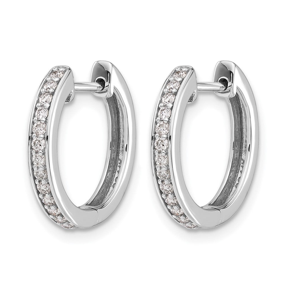 14k White Gold Real Diamond Complete Hinged Hoop Earrings
