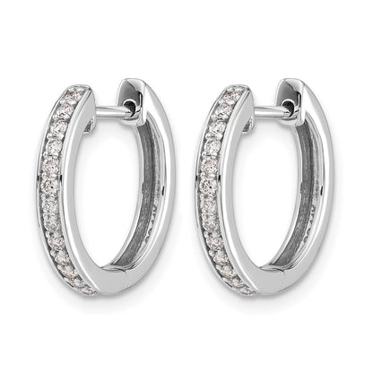 14k White Gold Real Diamond Complete Hinged Hoop Earrings
