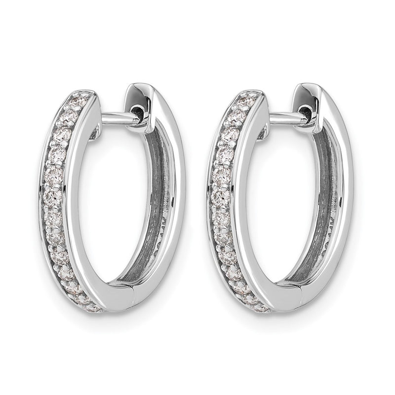 14k White Gold Real Diamond Complete Hinged Hoop Earrings