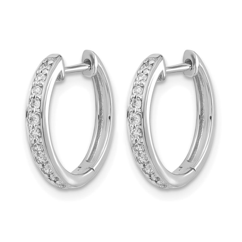 10K White Gold Diamond Complete Hinged Hoop Earrings