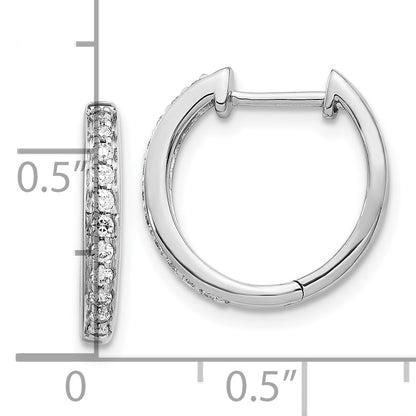 10K White Gold Diamond Complete Hinged Hoop Earrings
