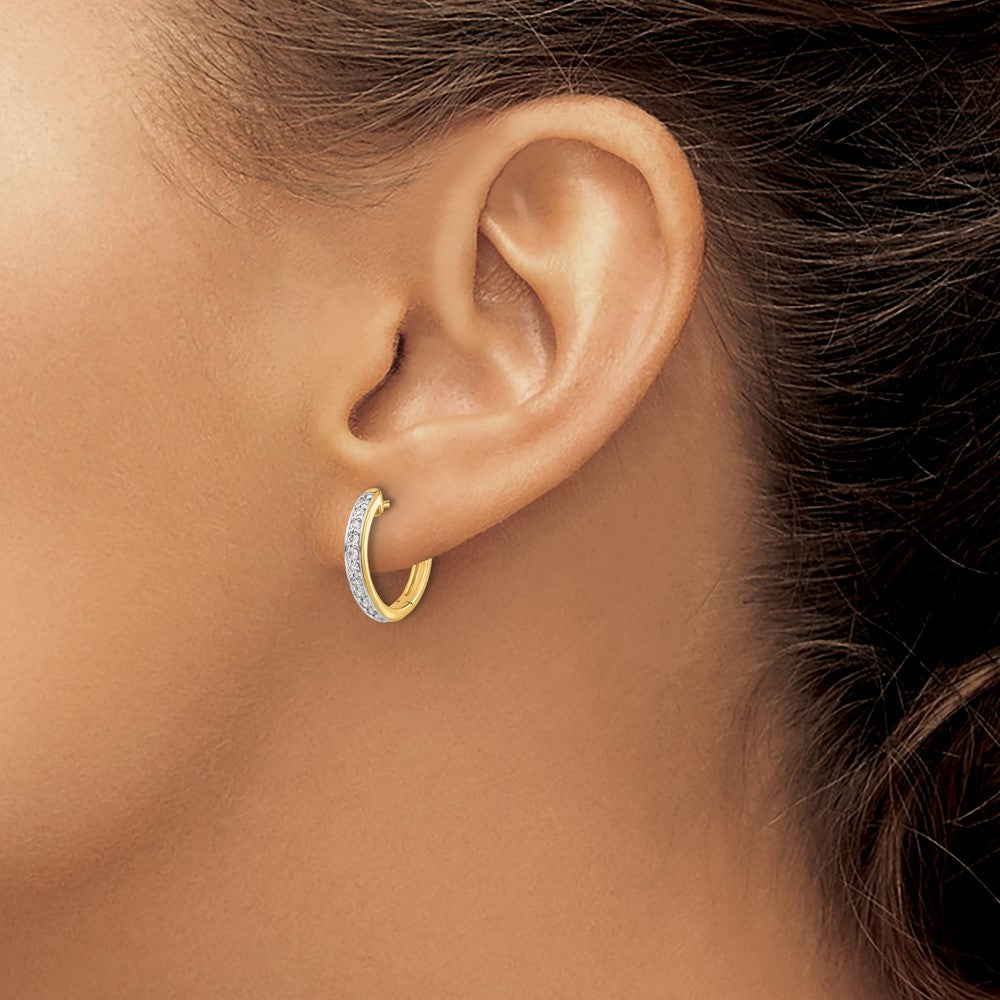 14k Yellow Gold 1/4 Ct. Lab Grown Diamond VS/SI+ G+ Hinged Hoop Earrings