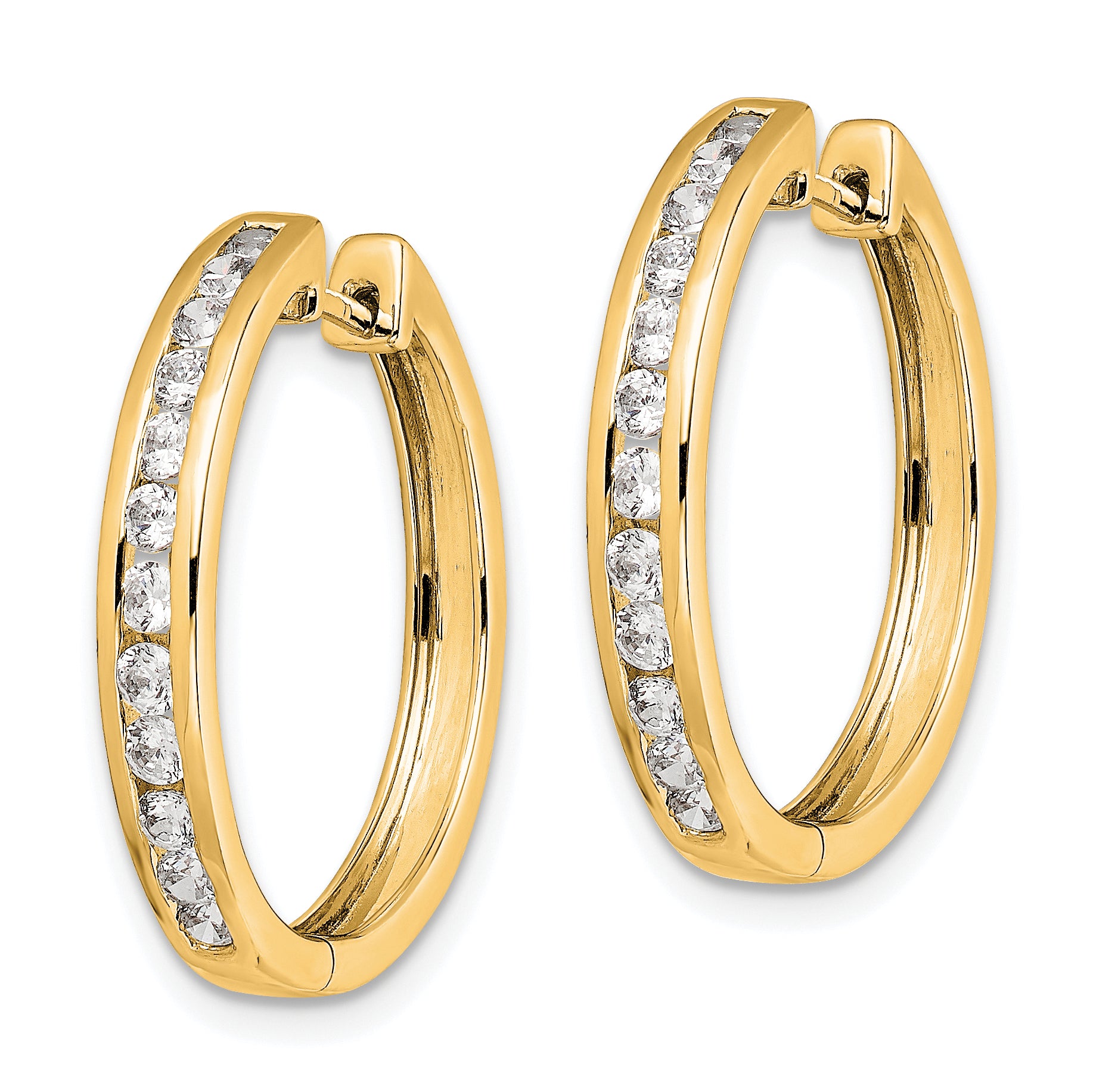 14k Yellow Gold 1/2 Ct. Lab Grown Diamond VS/SI+ G+ Hinged Hoop Earrings