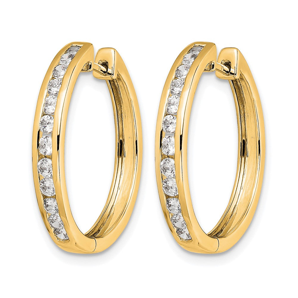 14k Yellow Gold Real Diamond Hinged Hoop Earrings