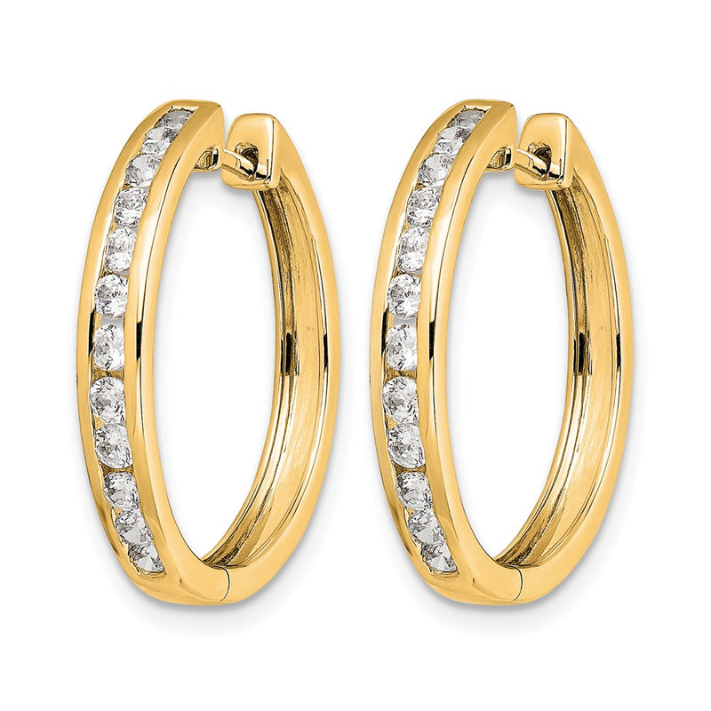 14k Yellow Gold Real Diamond Hinged Hoop Earrings