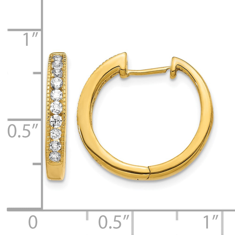 14k Yellow Gold Real Diamond Hinged Hoop Earrings