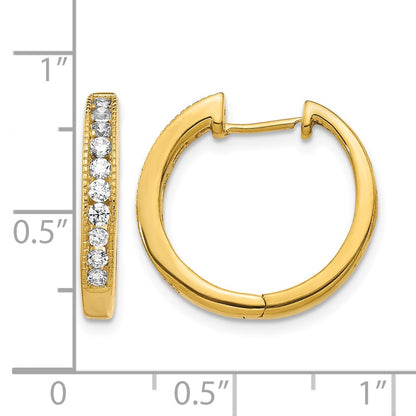 14k Yellow Gold Real Diamond Hinged Hoop Earrings