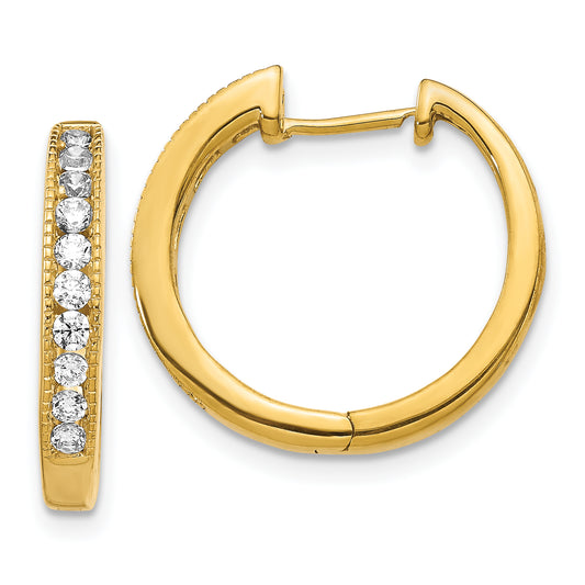 14k Yellow Gold 1/2 Ct. Lab Grown Diamond VS/SI+ G+ Hinged Hoop Earrings