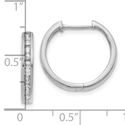 10K White Gold Diamond Hinged Hoop Earrings