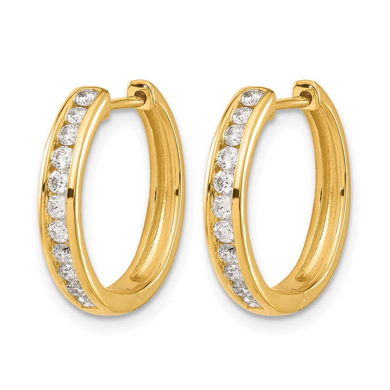 10K Yellow Gold Diamond Hinged Hoop Earrings
