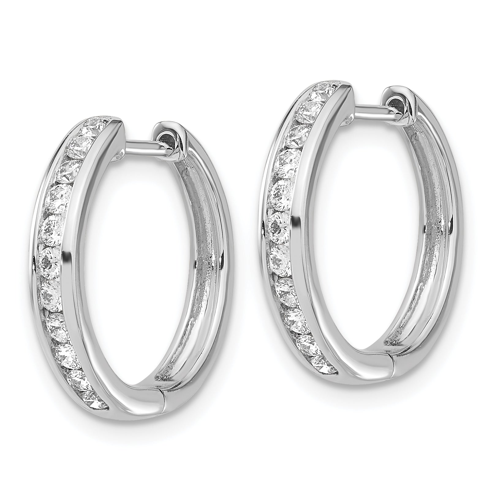 14k White Gold 1/2 Ct. Lab Grown Diamond VS/SI+ G+ Hinged Hoop Earrings