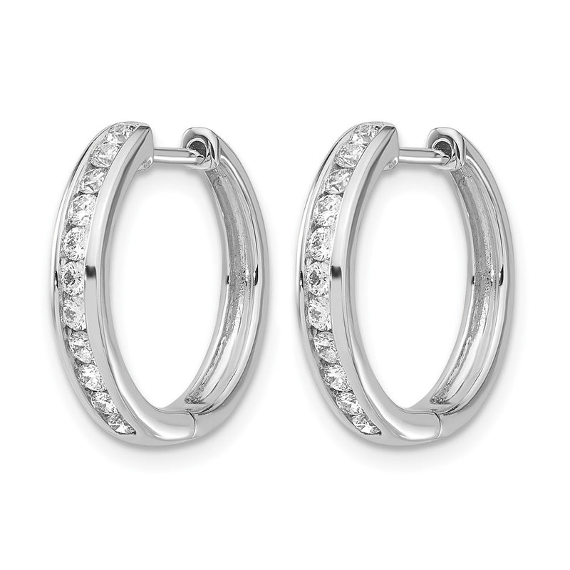 14k White Gold 1/2 Ct. Lab Grown Diamond VS/SI+ G+ Hinged Hoop Earrings