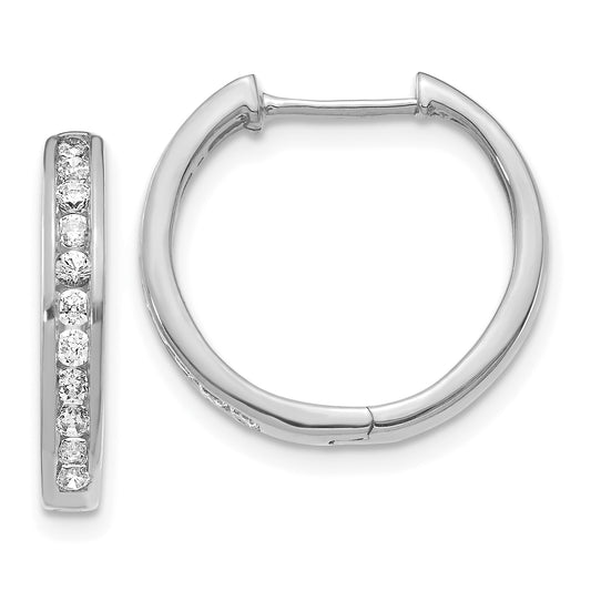14k White Gold 1/2 Ct. Lab Grown Diamond VS/SI+ G+ Hinged Hoop Earrings