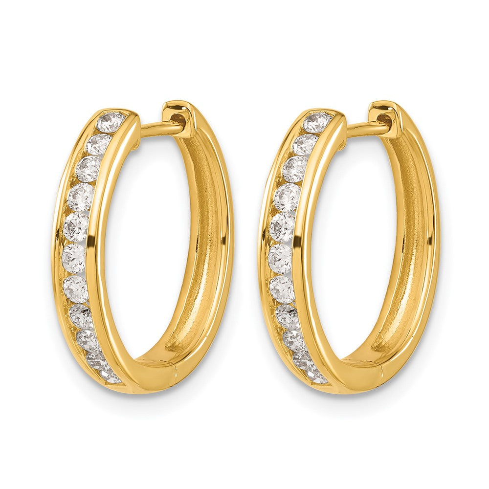 14k Yellow Gold Real Diamond Hinged Hoop Earrings