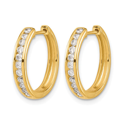14k Yellow Gold Real Diamond Hinged Hoop Earrings