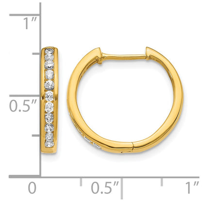 14k Yellow Gold Real Diamond Hinged Hoop Earrings