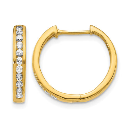 14k Yellow Gold Real Diamond Hinged Hoop Earrings