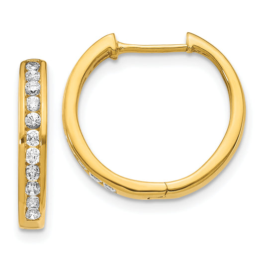 14k Yellow Gold 1/2 Ct. Lab Grown Diamond VS/SI+ G+ Hinged Hoop Earrings