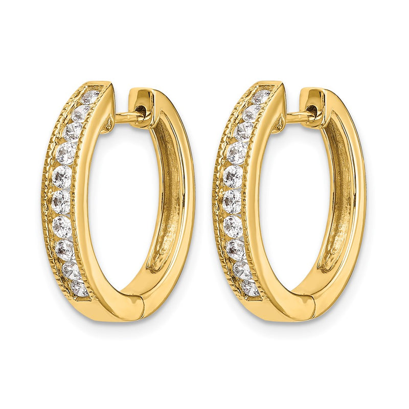 14k Yellow Gold Real Diamond Hinged Hoop Earrings