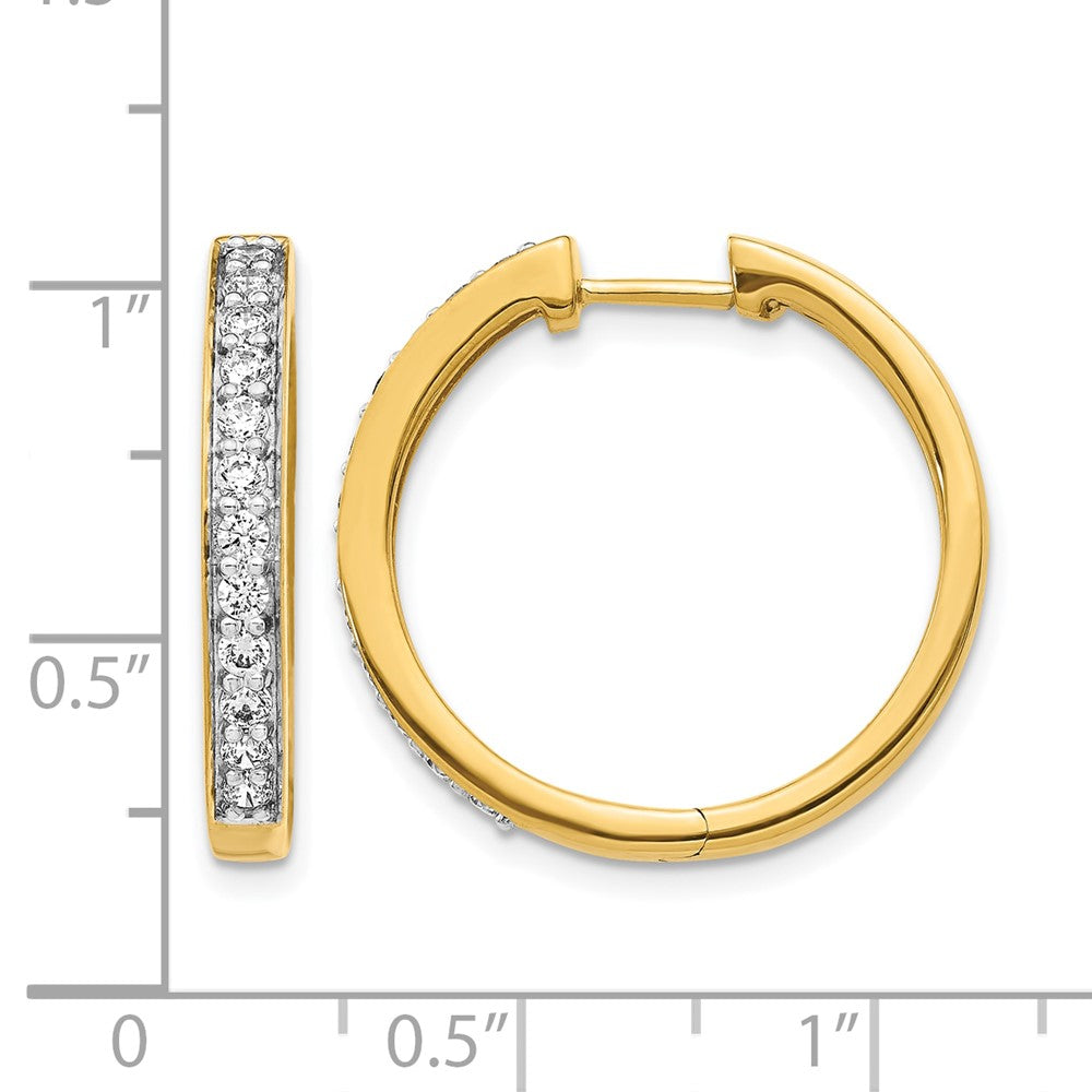 14k Yellow Gold Real Diamond Hinged Hoop Earrings