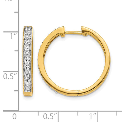 14k Yellow Gold Real Diamond Hinged Hoop Earrings